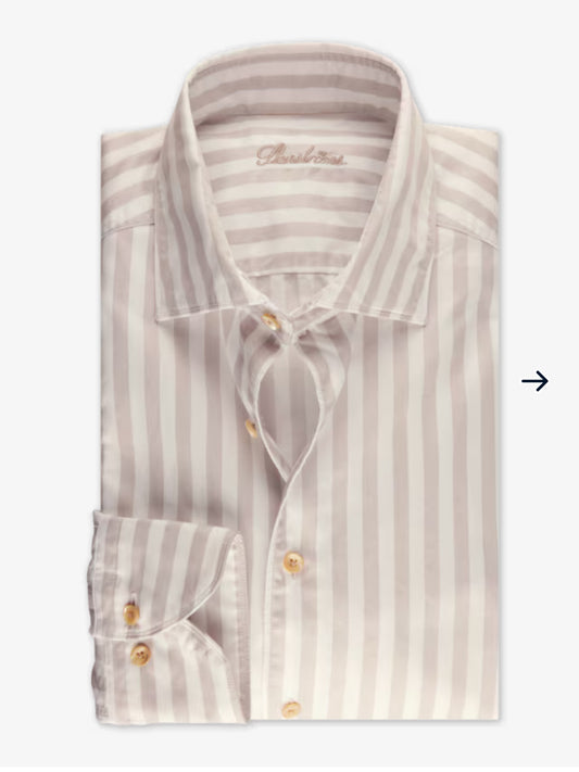 Casual Beige Randig Twillskjorta Stenströms
