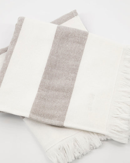 Handduk, Barbarum, Vita och bruna ränder 2-pack