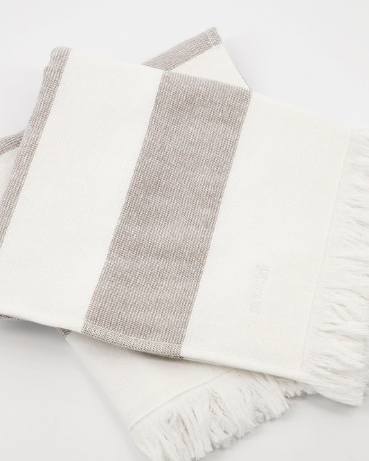 Handduk, Barbarum, Vita och bruna ränder 2-pack