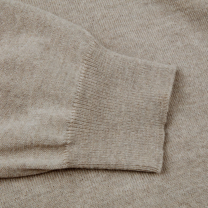 Beige Rundhalsad Merinoullströja Stenströms
